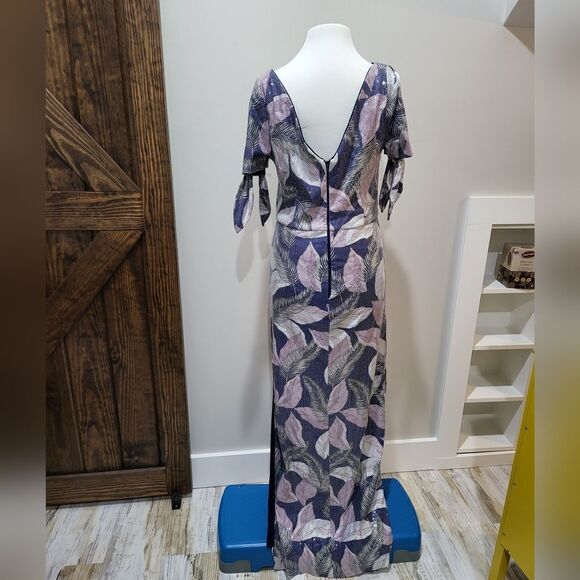 JS COLLECTION CARMEN COLUMN GOWN New size 10 feather print - Picture 5 of 6